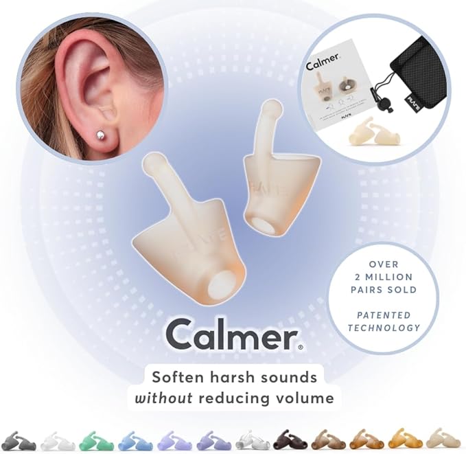 Flare Audio Calmer | Noise Reducing Ear Plugs Alternative | Silicone Reusable Ear Plugs for Noise Sensitivity, Focus and Travel | Ear Plugs for Noise Reduction (Standard, Light)