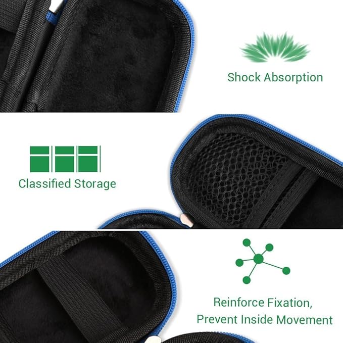 AGPTEK Carrying Case, EVA Zipper Carrying Hard Case Cover for Digital Voice Recorders, MP3 Players, Storage Holder for 3D Printing Pen, USB Cable, Earphones, Memory Cards, U Disk, Blue