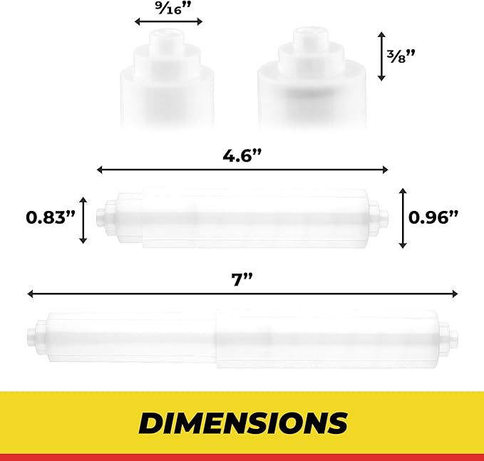 Qualihome White Universal Plastic Spring Loaded Toilet Paper Roll Holder Replacement Rod, White Toilet Paper Roll Replacement Rod
