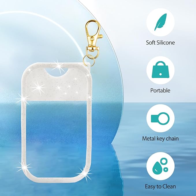 TERPINK Silicone Case Compatible with Touchland Hand Sanitizer Spray, Protective Case with Keychain for Power Mist and Glow Mist 1 fl oz, Hand Sanitizer Spray Accessory (Glitter Sequin White)