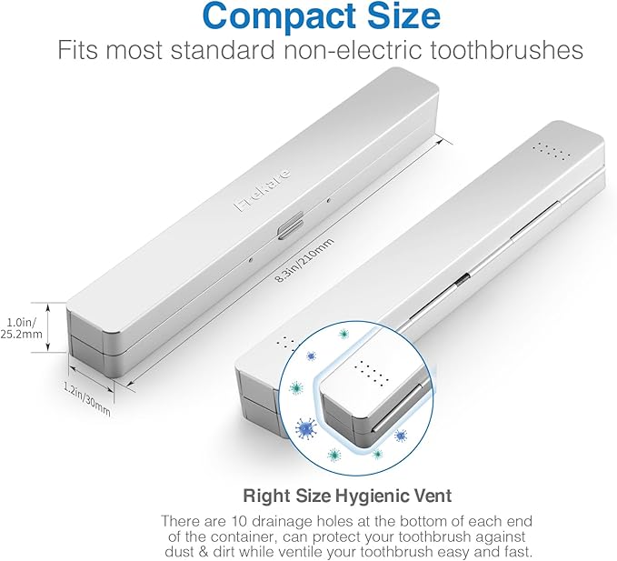 Frekare 2 Pack Toothbrush Case Aluminum, Travel Toothbrush Holder Kit Portable, Manual Toothbrush Travel Case for Bathroom, Camping, Business Trip, School Toothbrush Organizer (Black, Silver)