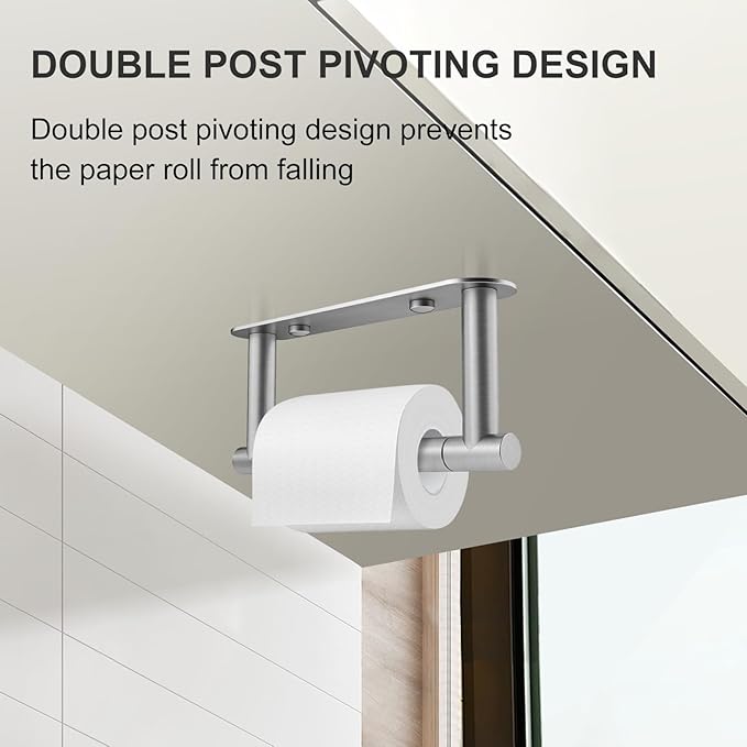 SetSail Toilet Paper Holder Adhesive or Screw-in Brushed Nickel Bathroom Toilet Paper Roll Holders Wall Mount Stainless Steel Tissue Holder for Bathroom Hardware Accessories