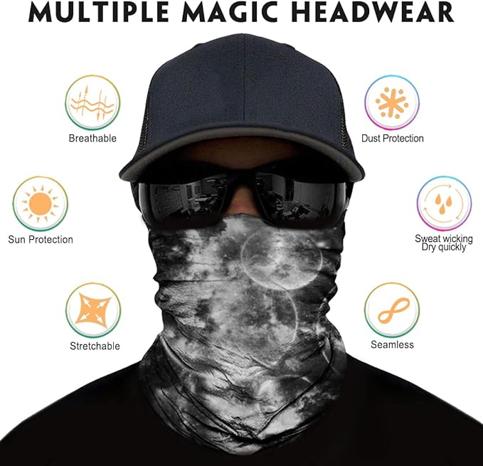 Neck Gaiter for Men Women Headwear Bandana Head Wrap Face Scarf Mask Cover Warmer Balaclava-Seamless & Versatile