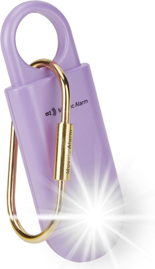 130dB Personal Safety Alarm Ultra Bright Strobe Light Loud Sound Keychain Siren with Carabiner for Women, School Children, Night Runners. Hiking Alarm Bear Deterrent. SOS Emergency Alerts. Purple