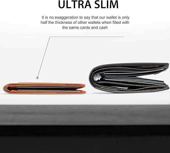 GSOIAX Slim Wallet for Men Rfid Blocking Leather Bifold Front Pocket Carbon Fiber Men's Money Clips Credit Card Holder With Gift Box