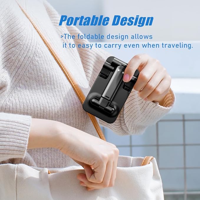 Phone Stand for Desk, Cell Phone Holder Cute Smart Cellphone Stand Foldable Stands Compatible with Under 8" Devices, Office Accessories, Black&Green