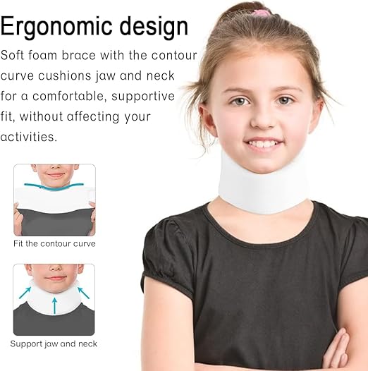 Kids Neck Brace for Neck Pain and Support, Soft Foam Cervical Collar Adjustable Youth Neck Support for Childrens Whiplash and Childs Torticollis Neck Stabilizer