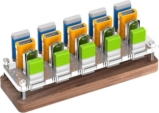 20 Slots Wooden Memory USB Flash Disk Card Case, TF Card Box and Micro SD Drive Card Holder Desk, U-Shield Memory Storage Racks