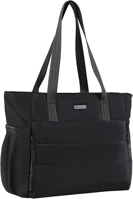 NISHEL Travel Puffy Tote Bag For Women, Ultra-Lightweight Large Tote Purse For Office Day And a Short Weekend Getaway