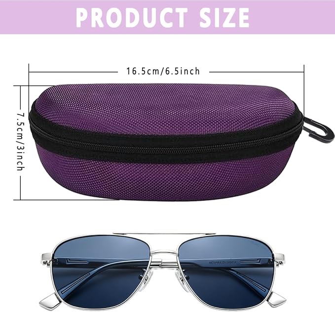 3pcs Sunglasses Case Box, Travel Zipper Hard Shell Eyeglasses Case Scratch Resistant Glasses Hook Glasses Organiser