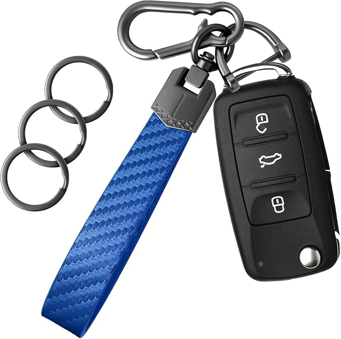 OHKYOOT Leather Car Keychain,Carabiner Clip Key Fob Keychain for Home Car Keys Women Men