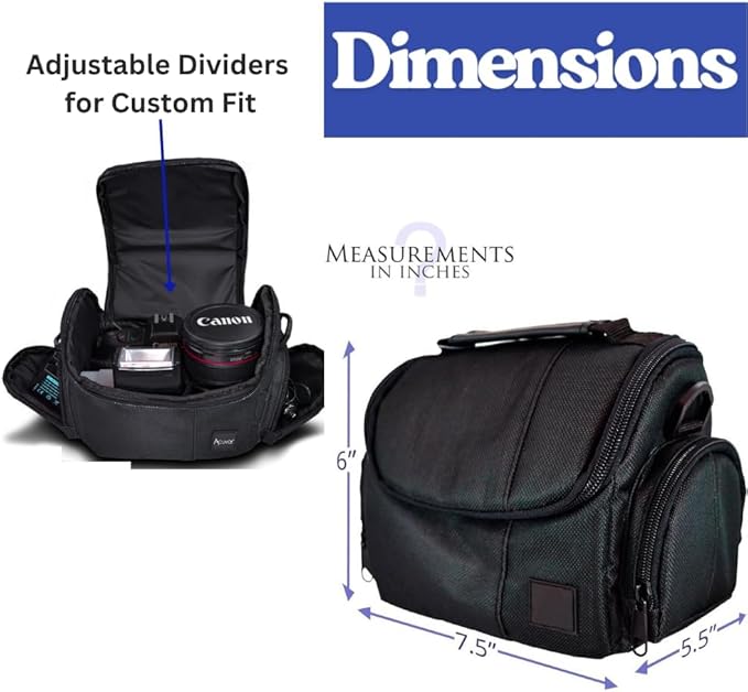 eCostConnection Medium Camera Bag Case – Soft Padded Camera Equipment Bag for DSLR & Mirrorless Cameras, Fits Nikon Canon Sony, Protective Shoulder Carry Bag