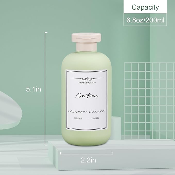 3 PACK Travel Shampoo Bottle, Empty Plastic Squeeze Bottles 6.8oz with Flip Cap, Lotion Container for Toiletries Travel Size Shampoo and Conditioner