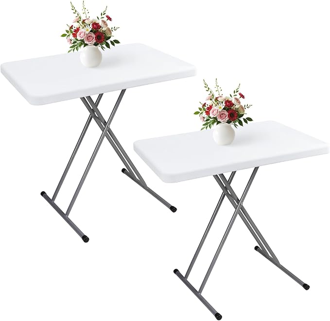 Wolkemer 2 Pack White Fitted Tablecloth 20x30 Inch Rectangle Elastic Edges Table Cloth, Spandex Stretch Table Cover with Machine Washable Fabric for Wedding Party Picnic Dining Indoor Outdoor