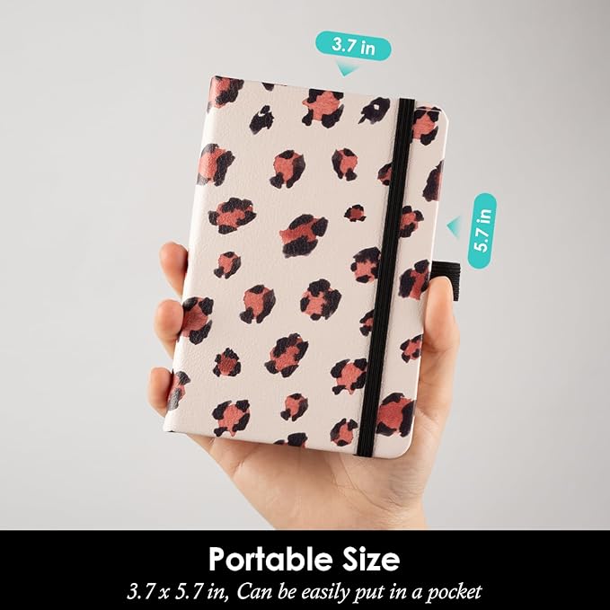 NIRMIRO Pocket Journal Notebook for Women Girls, 3 Pack Small Mini Notebook Journals with Pen, A6 (3.7" x 5.7") Leopard Cover Lined Notepad with 100GSM Thick Paper, Office Home School Supplies