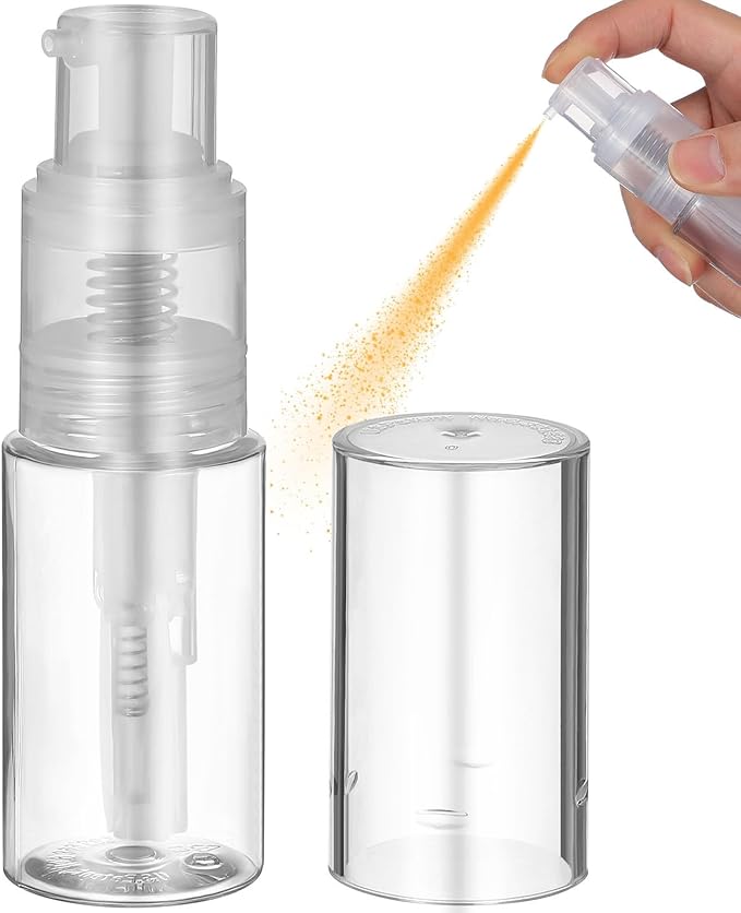 jojofuny Powder Spray Bottle for Travel - 35ML Leak-Proof Locking Nozzle Fine Mist Dispenser, Portable Clear Refillable Container for Baby Powder, Dry Shampoo and Glitter