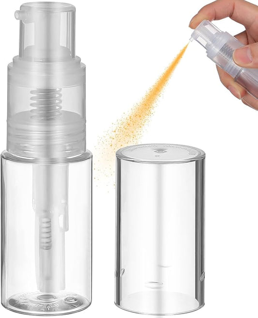 jojofuny Powder Spray Bottle for Travel - 35ML Leak-Proof Locking Nozzle Fine Mist Dispenser, Portable Clear Refillable Container for Baby Powder, Dry Shampoo and Glitter