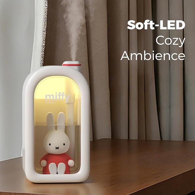 Mipow X Miffy Cool Mist Humidifier - Ultrasonic Quiet Humidifier, Mini Cute Humidifier with Night Light, 380ml for Bedroom, App-Controlled RGB Light (2.0 Plus-Version) - Pink