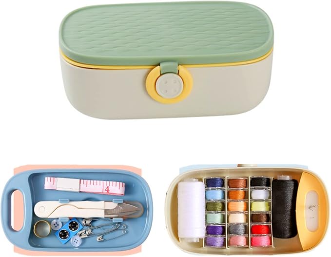 FKOG Portable Sewing Kit Basic, 135 Pcs Travel Sewing Supplies Repair Organizer with Self Threading Needles,Scissors,Measure Tape, Emergency Sewing Accessories for Adults, Beginners & Seniors (Green)