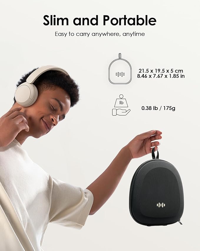Headphone Case Hard Shell Super-Slim for Sony/JBL/Bose/Soundcore Anker/BERIBES KVIDIO TOZO JLab Over-Ear Headphones Universal Portable Travel Organizer Bag (Black)