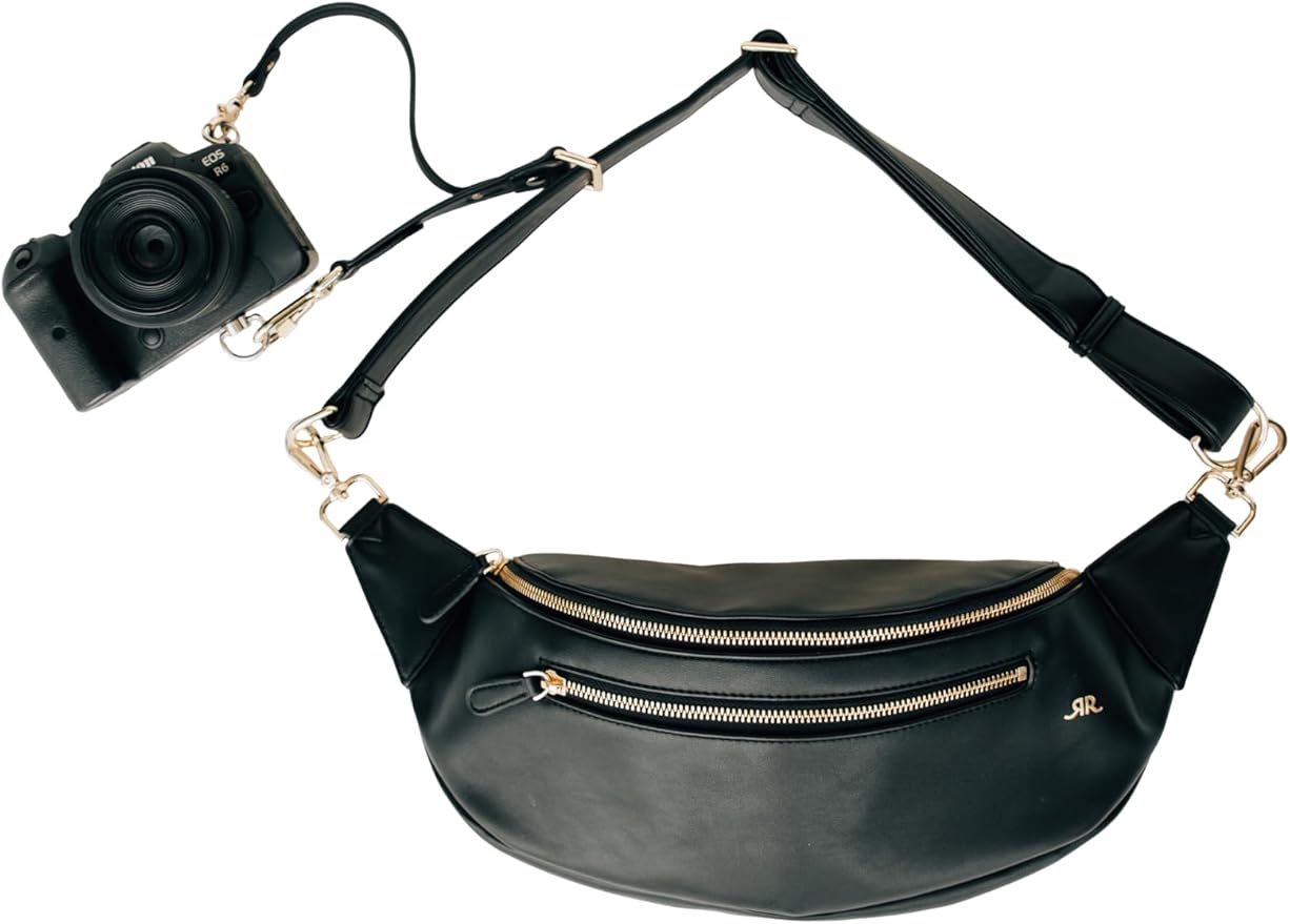 The Sidekick Camera Bag – Compact, Vegan Leather, Hands-Free Crossbody with Protective Suede Interior, Black