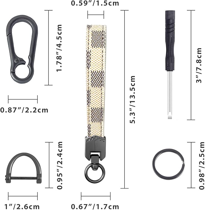 OHKYOOT Leather Car Keychain,Carabiner Clip Key Fob Keychain for Home Car Keys Women Men