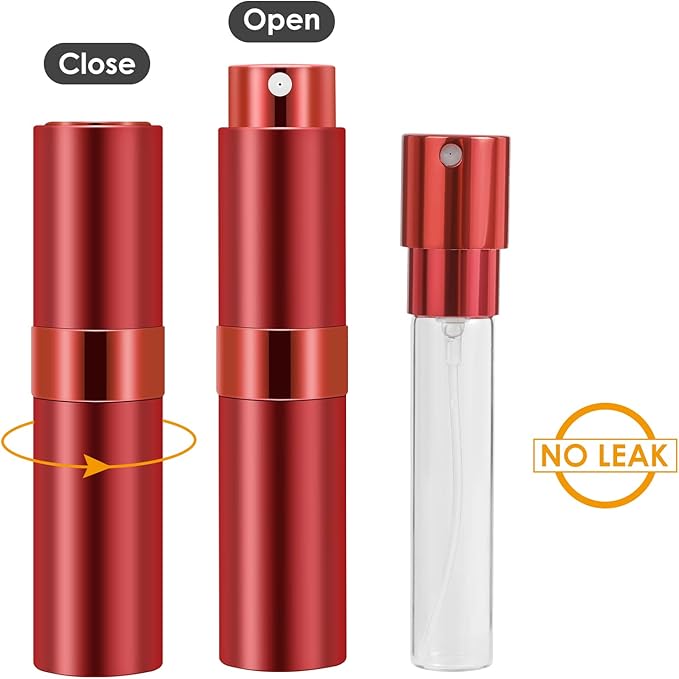 Saiveina 8ml Travel Atomizer Bottles, Refillable Mini Fragrance Bottles, Empty Cologne Sprayer, Pocket Perfume Dispenser (4 Pack)