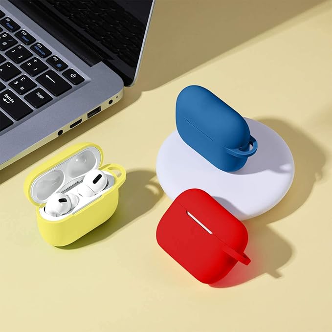 Lerobo for AirPods Pro 2 Case Cover,Shock-Proof Silicone Skin Full Protective Cover Compatible with Apple Airpod Pro Case,Supports Wireless Charging with Durable Carabiner Front LED Visible,Red