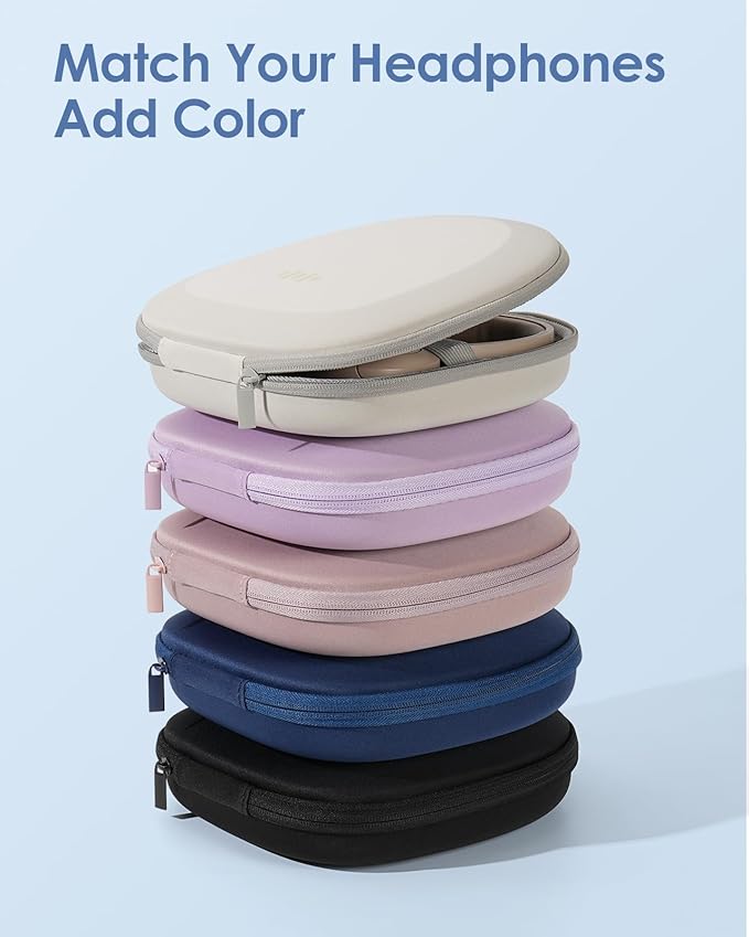 Headphone Case Hard Shell Super-Slim for Sony/JBL/Bose/Soundcore Anker/BERIBES KVIDIO TOZO JLab Over-Ear Headphones Universal Portable Travel Organizer Bag (Light Blue)