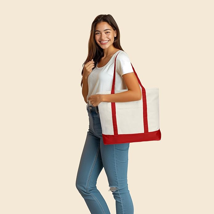 22" Heavy Duty Cotton Canvas Tote Bag (Zippered)