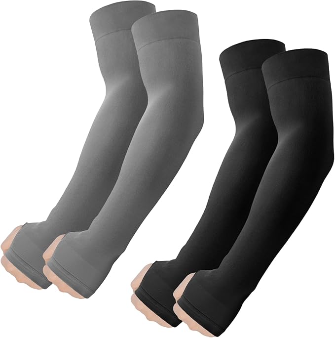 ROXUN Arm Sleeves with Thumb Hole, Cooling UV Sun Protection Compression Tattoo Cover Up for Men/Women
