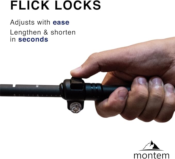 Montem Ultra Light 100% Carbon Fiber Trekking, Walking, and Hiking Poles - One Pair (2 Poles) - Ultra Light, Quick Locking, Foldable, Weather-Resistant and Ultra Durable