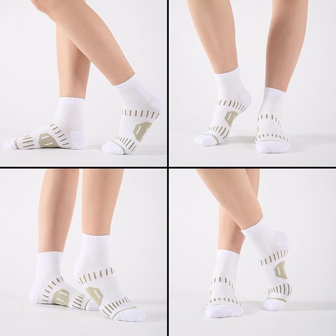 Copper Ankle Compression Socks for Men and Women(6 pairs), Breathable Arch Support Short Running Socks