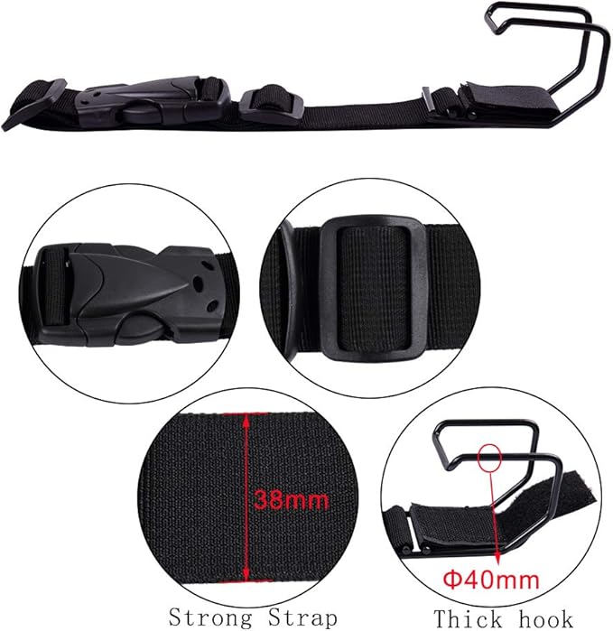 Vigorport Luggage Hook Strap,J Hook for add a Bag Luggage,Multi Adjustment Bag Strap Hook with Hands Free(Black-Large Size)