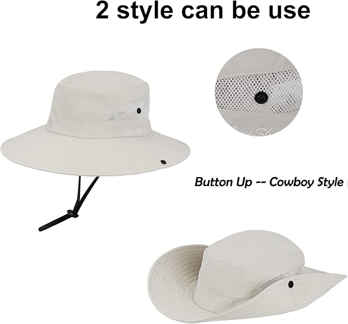 Women's Summer Sun-Hat Ponytail - Outdoor UV-Protection Mesh Wide Brim Foldable Hat with Ponytail Hole