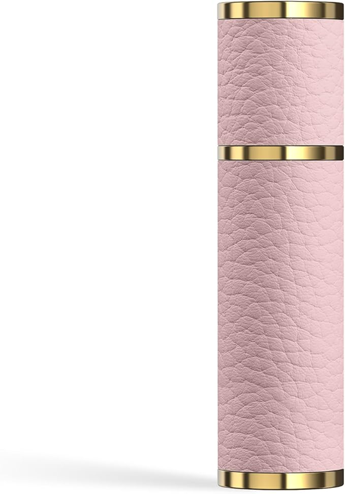 5ml Travel Perfume Atomizer Refillable, Mini Portable Genuine Leather Cologne Sprayer, Pocket Size Empty Fragrance Spray Bottle - Gift for Women Men (Pink)