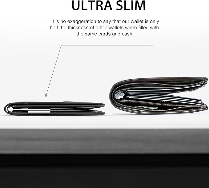 GSOIAX Slim Wallet for Men Rfid Blocking Leather Bifold Front Pocket Carbon Fiber Men's Money Clips Credit Card Holder With Gift Box