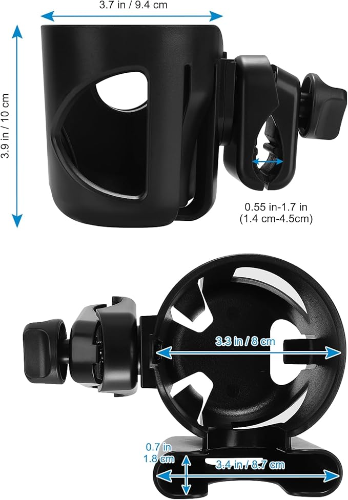 Accmor Stroller Cup Holder with Hook, Universal Cup Holder for Walker Wheelchair Bike, 360° Rotatable Stroller Cup Holder Attachment Accessories for Walker, Wheelchair, Scooter