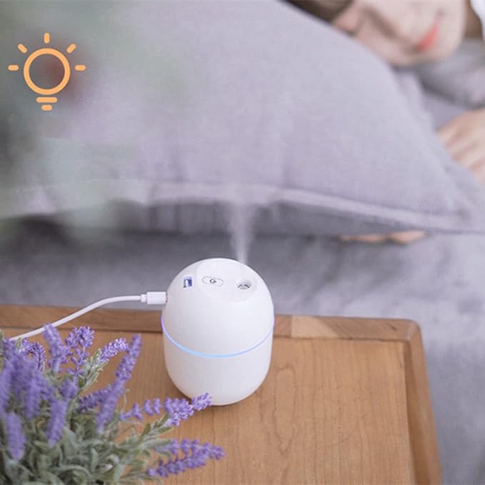 2X Air Humidifier USB Small 220Ml Mini Portable Cool Mist Diffuser for Bedroom Office Desk Car Aroma Atomizer,White