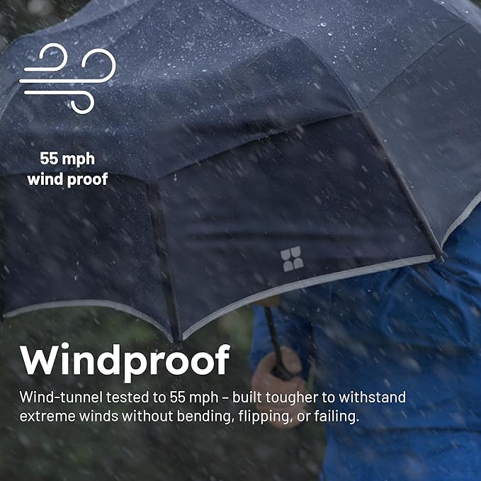 Weatherman Premium Collapsible Travel Umbrella - Windproof, Compact, Easy Auto Open - Resists Up to 55 MPH Winds - Perfect for Rain, Wind, Backpack, Car - Folding Umbrella (Red)