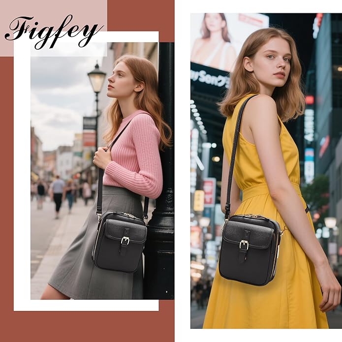 Leather Crossbody Bags for Women Travel Small Crossbody Purse Anti Theft Waterproof Bum Bag with Built in Wallet