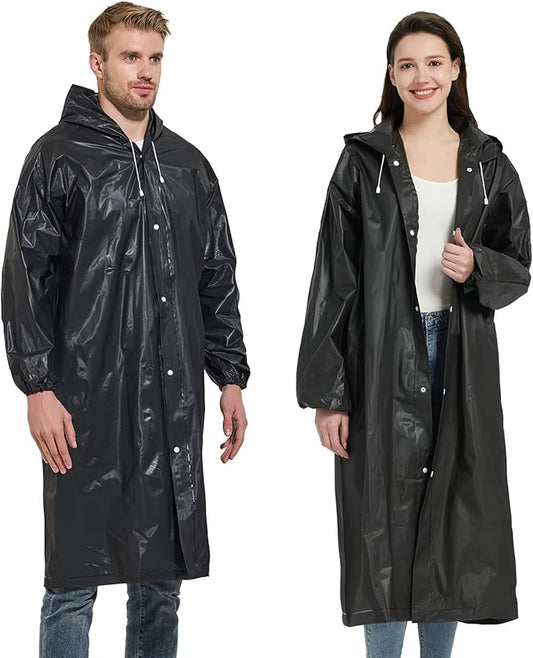 YDYJKI 2 Pack Waterproof Rain Ponchos for Adults-Reusable Emergency Raincoats with Hoodand Drawstring -Lightweight Ponchos