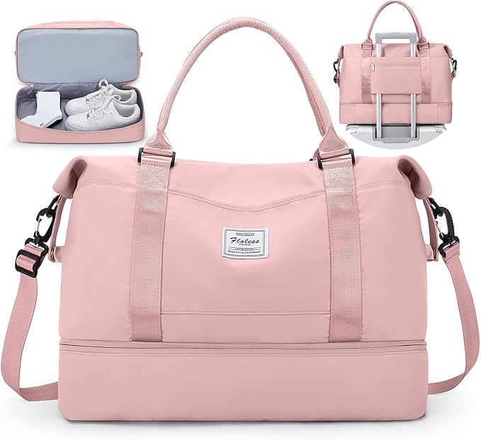 Travel Duffel Bag with Shoes Compartment, Overnight Weekender Bags for Women,Carry on Personal Item Bag
