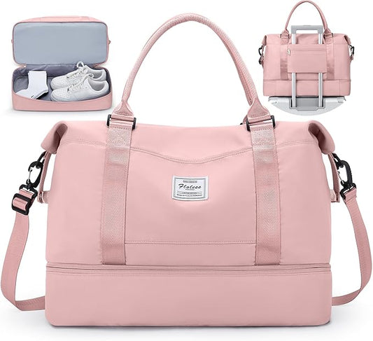 Travel Duffel Bag with Shoes Compartment, Overnight Weekender Bags for Women,Carry on Personal Item Bag