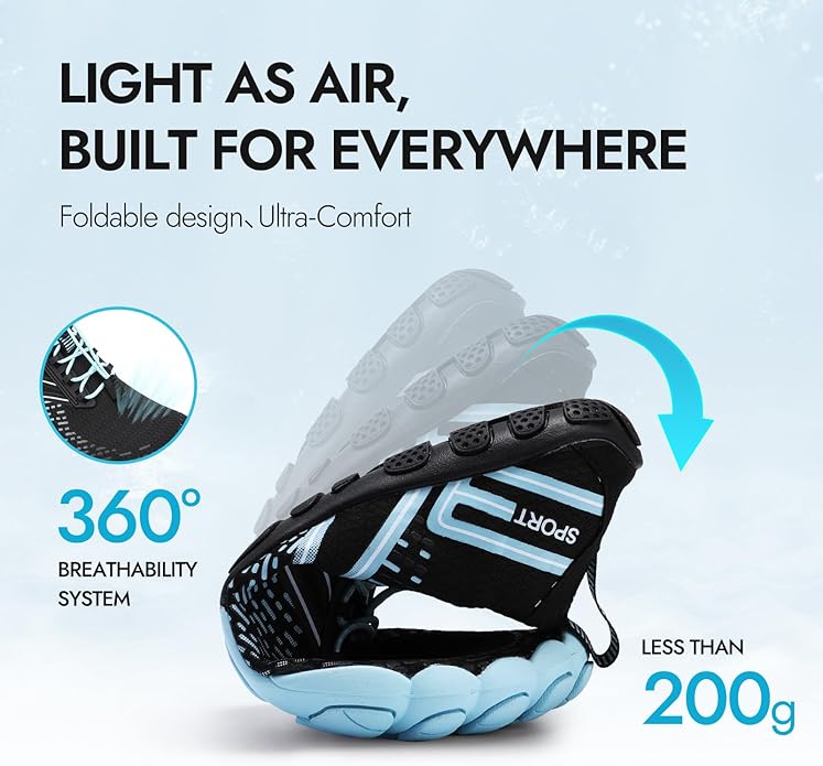 ATHMILE Hiking Barefoot Water Shoes for Women Men Beach Swim Aqua Pool River Quick Dry Athletic Wide Toe Outdoor Sport Kayaking Boating Rock Climbing Yoga Lake