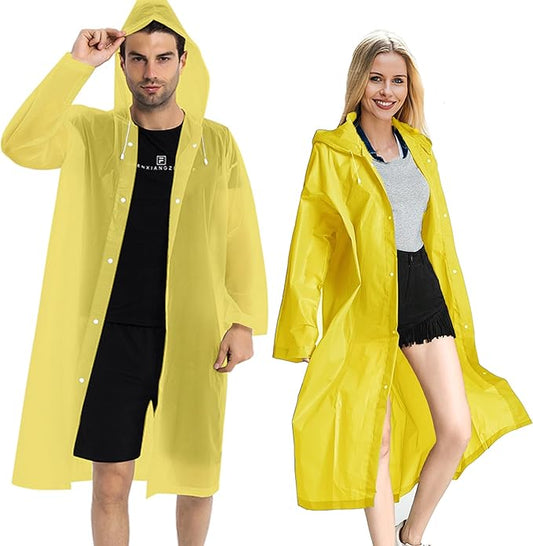 COOY Rain Coats (2 Pack) - Reusable EVA Rain Ponchos For Adults Rain Jackets Raincoats For Men Women