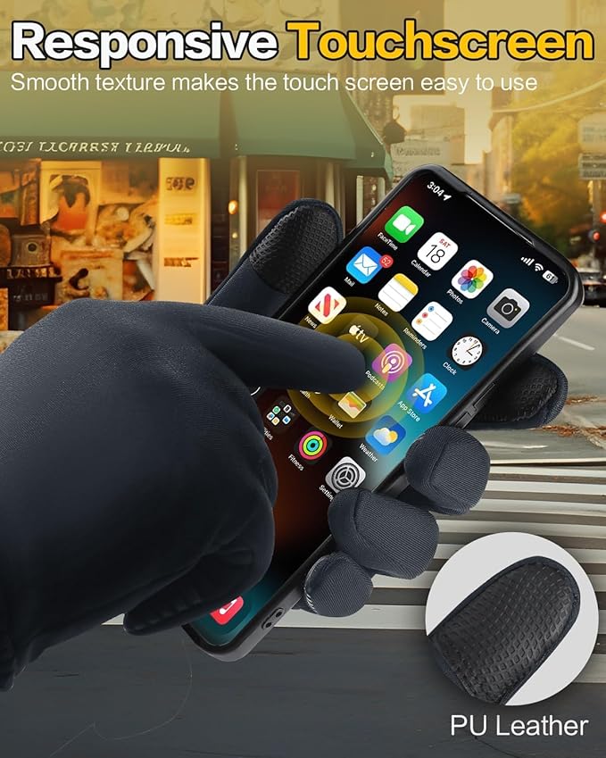 FEWTUR Winter Waterproof Gloves for Women and Men - Thermal Gloves with Touchscreen Fingers, Warm Gloves for Running, Bike and Hiking Cold Weather