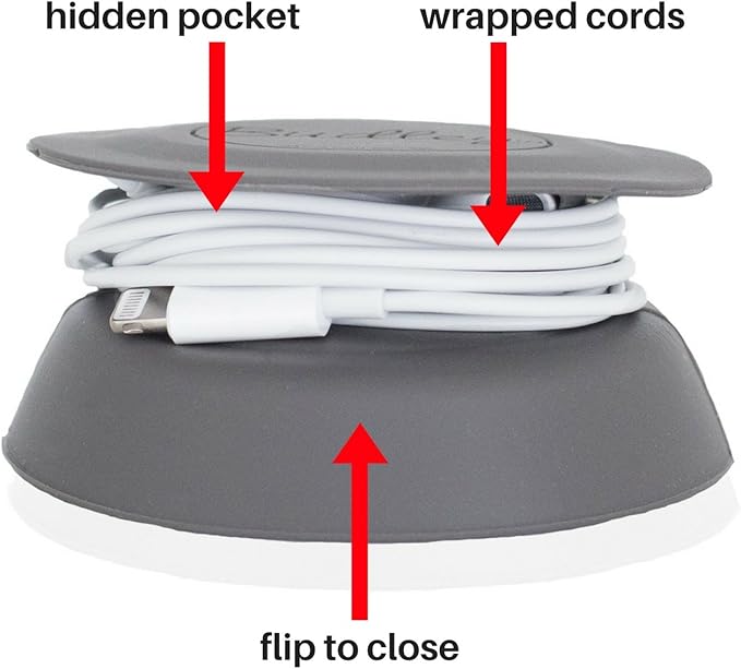Budley - Tangle-Free Earphone/Earbud Case Compact Storage System, Silicone (Gray, Set of 1)