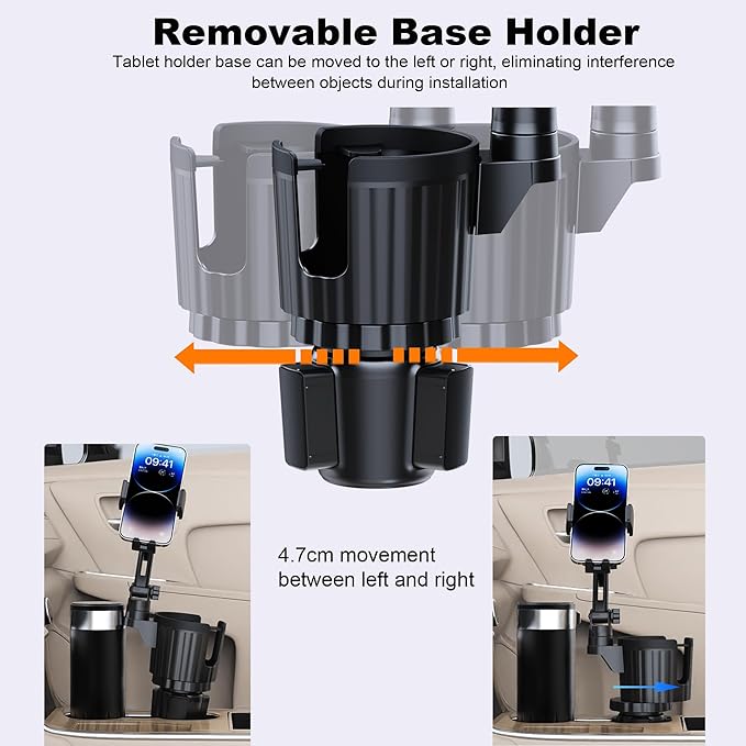 Cup Holder Tablet Mount, Ipad Cup Holder Car Mount with Adjustable Arm for Tablet iPhone 3-11in iPad Pro Air Mini, Fire, iPhone 15, Galaxy S24 Z Fold 5