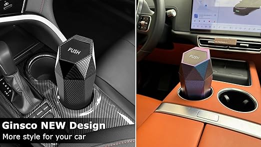 Ginsco Car Trash Can with Lid, Cup Holder Garbage Can for Car, Garbage Bin Cars Accessories for Interior, Leakproof Small Trash Bin, Mini Trash Can for Cars, Home, Office (1, Iridescent Blue)